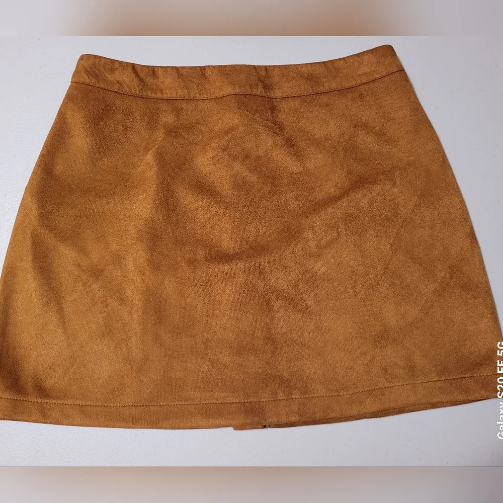 Primark Women's Faux Suede Button-Up A line Mini Skirt Copper Size 6 - Picture 2 of 8